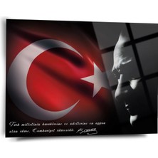 Shiny Art Türk Bayrağı ve Atatürk Portre Cam Tablo - ATA109