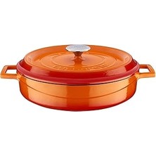 Indispensablely Lava Döküm Çok Amaçlı Yayvan Tencere 28 cm Turuncu - Lv Y St 28