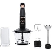 Indispensablely Arnica Panna Siyah Blender Seti, 1200 W, 1.3 L Hazne, Paslanmaz Çelik Bıçak, Siyah