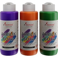 Indispensablely Red Yeşil, Mor, Turuncu Akrilik Boya 3'lü Set 3X120 ml