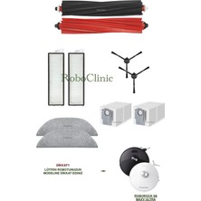 Roboclinic Roborock S8 Maxv Ultra Robot Süpürge Uyumlu Yedek Toz Torba, Fırça, Hepa Filtre, Mop Paspas 10 Parça