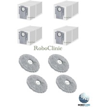 Roboclinic Roborock Saros 10R Robot Süpürge Uyumlu Yedek Aksesuar Toz Torbası, Mop Paspas -8 Parça