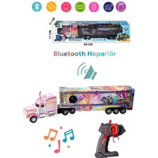 Farbu Oyuncak Şarjlı Kumandalı Bluetooth Hoparlör Müzikli Işıklı 60 cm 2.4g Dorseli Oyuncak Tır