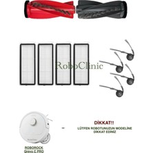 Roboclinic Roborock Qrevo C Pro Robot Süpürge Uyumlu Yedek Ana Fırça, Yan Fırça, Hepa Filtre -10 Parça