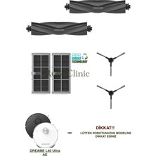 Roboclinic Dreame L40 Ultra Ae Robot Süpürge Uyumlu Yedek Fırça, Hepa Filtre Seti-6 Parça