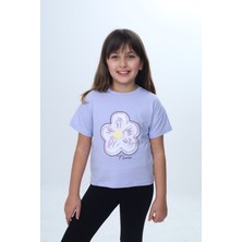 Toontoy Kız Çocuk Çiçek Flower Yazı Baskılı Tişört