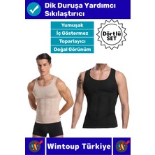 Wintoup #korse Kıyafet Içinde Belli Olmaz Dik Duruşa Yardımcı Göğüs Karın Sıkılaştıran Erkek Korse 4'lü Set