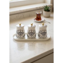 Hometarz Juvia 3lü Porselen Baharat Takımı - 7 Parça, 150 Ml, Küçük Boy