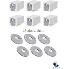 Roboclinic Roborock Q Revo C Robot Süpürge Uyumlu Yedek Toz Torbası, Mop Paspas -12 Parça