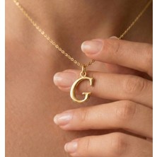Ashak Accessories Kadın 925 Ayar Gümüş Zincirli G Harfi Classic Baş Harfli Harf Alfabe Isim Kolye