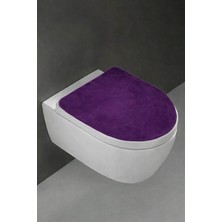 Teksev Klozet Kapak Örtüsü, Ultrasoft Düz Mürdüm Renk, Banyo Klozet Örtüsü