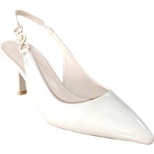 Roksan 1122 Kadın Topuklu Taş Detaylı Arkası Açık Stiletto Bej