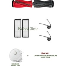 Roboclinic Roborock Qrevo C Pro Robot Süpürge Uyumlu Yedek Ana Fırça, Yan Fırça, Hepa Filtre -6 Parça