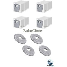 Roboclinic Roborock Qrevo C Pro Robot Süpürge Uyumlu Yedek Toz Torbası, Mop Paspas -8 Parça