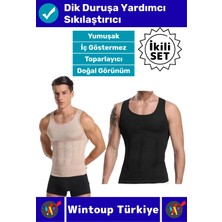 Wintoup #korse Kıyafet Içinde Belli Olmaz Dik Duruşa Yardımcı Göğüs Karın Sıkılaştıran Erkek Korse 2'li Set