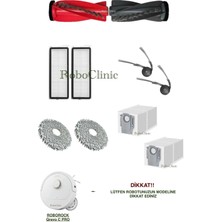 Roboclinic Roborock Qrevo C Pro Robot Süpürge Uyumlu Yedek Fırça, Hepa Filtre, Mop Paspas, Toz Torbası 10 Parça