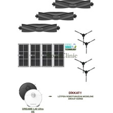 Roboclinic Dreame L40 Ultra Ae Robot Süpürge Uyumlu Yedek Fırça, Hepa Filtre Seti-11 Parça