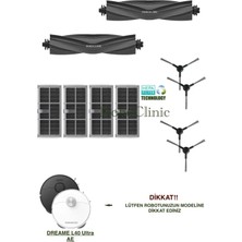 Roboclinic Dreame L40 Ultra Ae Robot Süpürge Uyumlu Yedek Fırça, Hepa Filtre Seti-10 Parça
