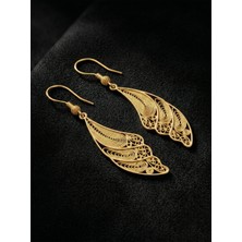 Erdobia 925 Ayar Gümüş Altın Kaplama Geleneksel Telkari Kanat Küpe