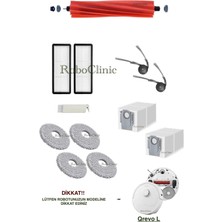 Roboclinic Roborock Qrevo L Robot Süpürge Uyumlu Yedek Toz Torba, Fırça, Hepa Filtre, Mop Seti-12 Parça