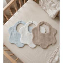 Boho Piccolo Bej, Beyaz, Mint Yeşili 3’lü %100 Pamuk Organik 8 Kat Müslin Bebek Mama Önlüğü, Salya Önlüğü