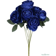 Yapay Çiçek Sitesi Gerçek Görünümlü Yapay Gül Demeti 7li 45 cm Lacivert