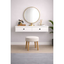Tasaroma Modern Beyaz Makyaj Masası 2 Kapaklı Dekoratif Mobilya & Dolap Çok Amaçlı 100 cm