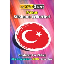Sb Store Türk Bayrağı Ambalaj Hediye Paket Süsleme Etiketi Model 39 - 96 Adet 3cm