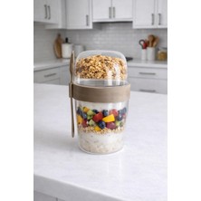 Kaşık Çatallı Diyet ve Yoğurt Kabı Yulaf Müsli Atıştırmalık Diyet Saklama Kabı