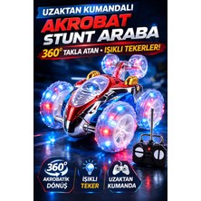 Yıldırım Oyuncak Uzaktan Kumandalı 360° Takla Atan Stunt Araba – Işıklı Şeffaf Tekerli Akrobat Rc Oyuncak Araba