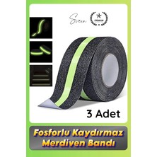 Svein #bant 3 Adet Fosforlu Kaydırmaz Merdiven Bandı 5 cm x 3 M Fotolümenli Yeşil Zemin Güvenlik Basamak