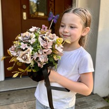 Sedosh Home Vision Lila Pudra Ortanca Aranjmanı Cam Vazoda Dekoratif Yapay Çiçek