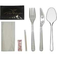 ŞEYLİŞEYLER Şeylişeyler - Plastik Bıçak Kaşık Çatal 7'li Lüks Set 50 Paket