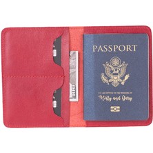 BloominBag Viaggio Voyager Crimson Red Deri Pasaport ve Kart Kılıfı