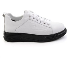 Bambi Beyaz Baskılı Hakiki Deri Erkek Sneaker E01080216843