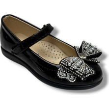 Arzen 210-26 Rugan Deri Inci Taşlı Fiyonklu Kız Çocuk Babet 26-30