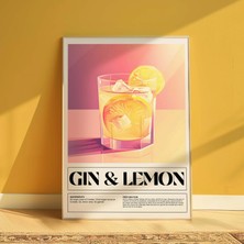 DES VU PRINT Gin&lemon Kokteyl Posteri,kokteyl Mutfak Temalı Çerçevesiz Poster