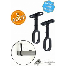 Hobidabi Boru Askı Flanşı Açık Ağız Oval Dolap Içi Gardırop Elbise Siyah Borusu Aparatı Boru Tutucu (2 Adet)