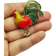 BB Bi Butik Shop Royal Rooster Renkli Horoz Figürlü Dekoratif Broş
