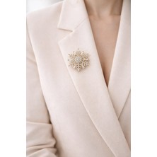 Livaz Accessories Çelik Kadın Mini Taşlı Kar Tanesi Broş