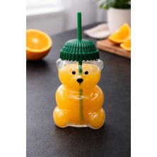 Goggy Bear Fenomen Barista Cam Bardak Ayıcıklı Pipetli Matara Bardak