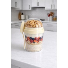 Kaşık Çatallı Diyet ve Yoğurt Kabı Yulaf Müsli Atıştırmalık Diyet Saklama Kabı