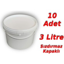 Gaptaş 3 Lt Plastik Kapaklı Kova Hobi Boya Gıda Yoğurt Kovası Beyaz 10 Adet
