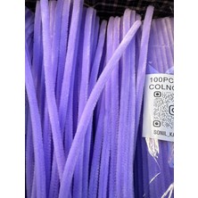 A077 Kod Mutkin Şönil 100 Lü Mor Renk 30 cm -🛍️ Yoğun Tüylü Hobi Çubuğu Tel El Işi 100 Lü Paket💐