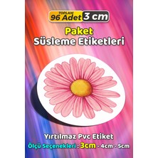 Sb Store Çiçek Temalı Ambalaj Hediye Paket Süsleme Etiketi Model 35 - 96 Adet 3cm