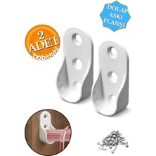 Hobidabi Mobilya Boru Askı Flanşı Beyaz Oval Dolap Içi Elbise Gardırop Askılık Borusu Aparatı Elemanı (2 Adet