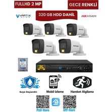 Hikvision 5 Kameralı Güvenlik Kamera Seti 2mp 1080P Gece Renkli Tak Çalıştır Hazır Sistem + 320 GB HDD