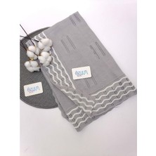 Kenarı Dantel Gri Merserize Battaniye