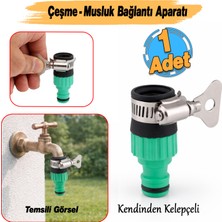 Badem10 Kendinden Kelepçeli Çeşme Musluk Bağlantı Adaptörü 1/2 Inç Hortum Adaptörü Sök Tak Uyumlu 1 Adet
