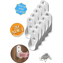 Hobidabi Mobilya Boru Askı Flanşı Beyaz Oval Dolap Içi Elbise Gardırop Askılık Borusu Aparatı Elemanı 20 Adet